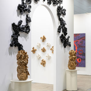 Zaachariaha Fielding and Sam Gold at Melbourne Art Fair for Hugo Michell Gallery, 2025. Photography by Pheobe Powell
