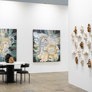 Zaachariaha Fielding and Sam Gold at Melbourne Art Fair for Hugo Michell Gallery, 2025. Photography by Pheobe Powell