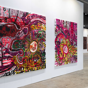 Zaachariaha Fielding at Melbourne Art Fair for Hugo Michell Gallery, 2025. Photography by Pheobe Powell
