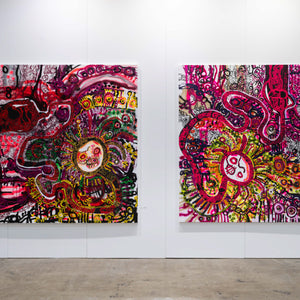 Zaachariaha Fielding at Melbourne Art Fair for Hugo Michell Gallery, 2025. Photography by Pheobe Powell