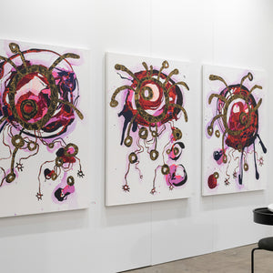 Zaachariaha Fielding at Melbourne Art Fair for Hugo Michell Gallery, 2025. Photography by Pheobe Powell