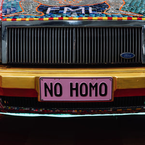 Paul Yore's 'FUCK ME DEAD' installation (detail) at Melbourne Art Fair, co-presented by Hugo Michell Gallery and STATION, Melbourne Exhibition & Convention Centre, 2025. Photography by Will Hamilton