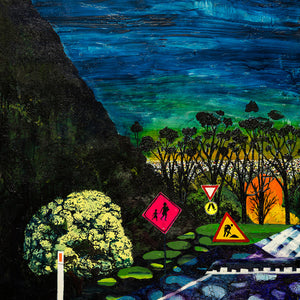 William Mackinnon, The fall II, 2023-24, acrylic, oil, automotive enamel, and glitter on linen, 200 x 150 cm