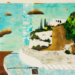 William Mackinnon, The three suns, 2022, acrylic, oil, automotive enamel, and glitter on linen, 220 x 160 cm