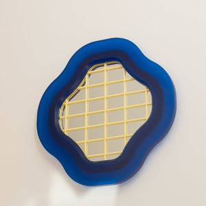 Daniel Emma, Window Mirror, 2025, resin, timber veneer plywood, paint, acrylic, and mirror glass, 50 x 50 x 5 cm