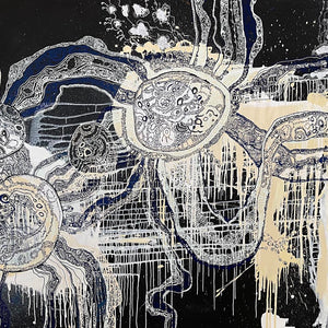 Zaachariaha Fielding, Untitled (129-23AS), 2023, acrylic and mixed media on Belgian linen, 200 x 300 cm