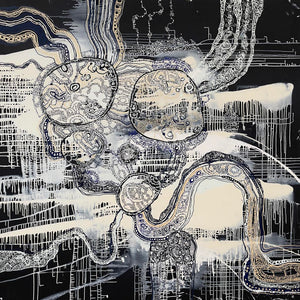 Zaachariaha Fielding, Untitled (180-23AS), 2023, acrylic and mixed media on Belgian linen, 200 x 200 cm