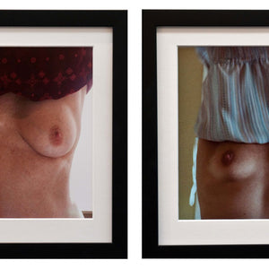 James Darling & Lesley Forwood, Arms Up 2 (L) and Arms Up 1 (R), 2014, type C print, 21 x 21 cm ea