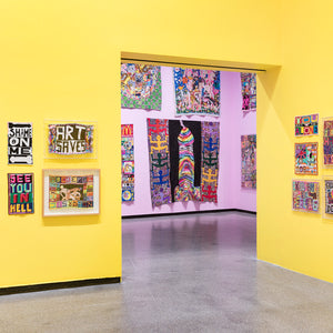 Paul Yore in 'Paul Yore: WORD MADE FLESH', Australian Centre for Contemporary Art, Melbourne, 2022. Photography by Andrew Curtis