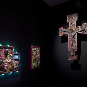 Paul Yore in 'Paul Yore: WORD MADE FLESH', Australian Centre for Contemporary Art, Melbourne, 2022. Photography by Andrew Curtis