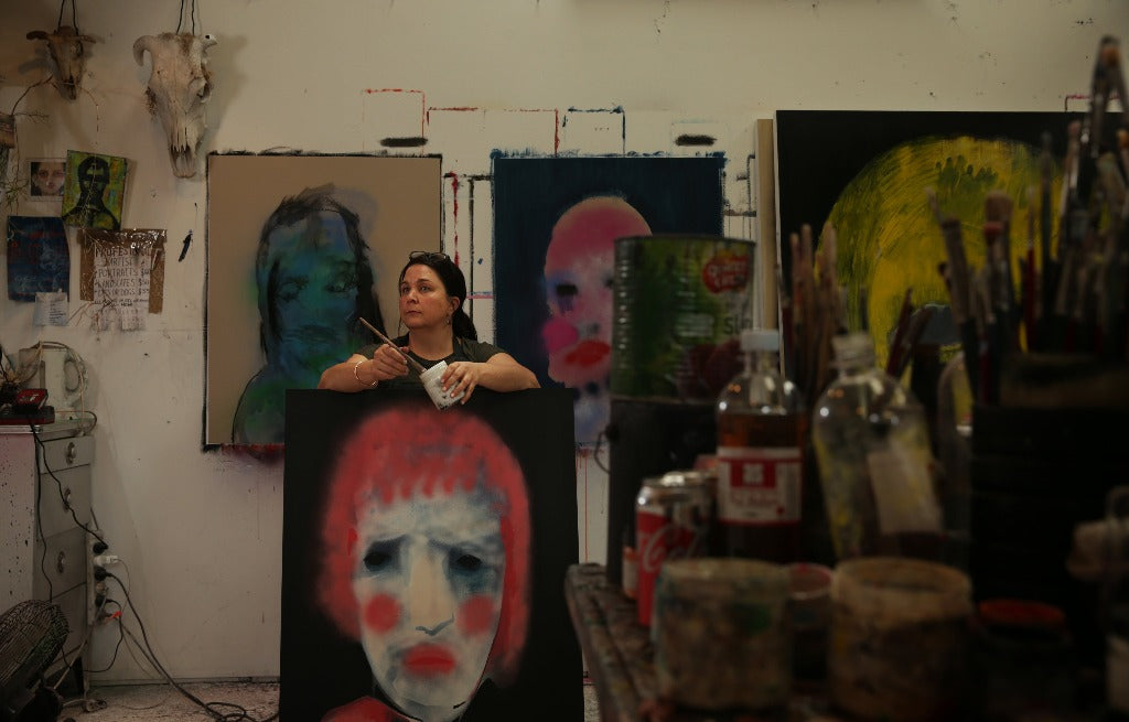 Sally Bourke in the studio, 2022.