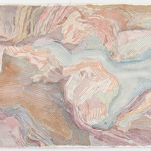 Amy Joy Watson, Canyon Crack, 2016, metallic thread and watercolour on paper, 29 x 38 cm