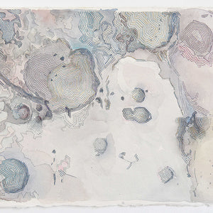 Amy Joy Watson, Io, 2016, metallic thread and watercolour on paper, 28 x 38 cm