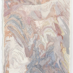 Amy Joy Watson, Second Valley, 2016, metallic thread and watercolour on paper, 38 x 29 cm