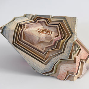 Amy Joy Watson, Ringed Rock, 2016, balsa wood, watercolour and metallic thread, 23 x 46 x 40 cm