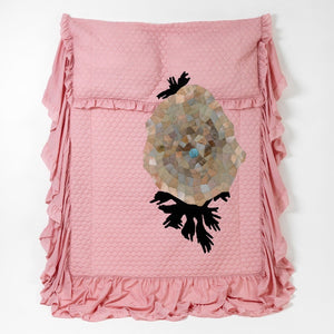 Sera Waters, Bruised Universe, 2018, found bedspread, hand-dyed bed sheets, cotton, and stuffing, 250 x 190 cm