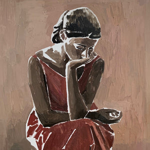 Clara Adolphs, Pink Backdrop, 2021, oil on linen, 76 x 71 cm