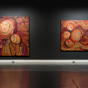 Nyunmiti Burton's  ‘Kungkarangkalpa (Seven Sisters Songline)’ at Hugo Michell Gallery, 2022