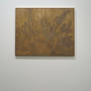 Amy Joy Watson, Untitled (installation view), 2022, metallic thread on brass mesh with brass frame, 92 x 114 cm