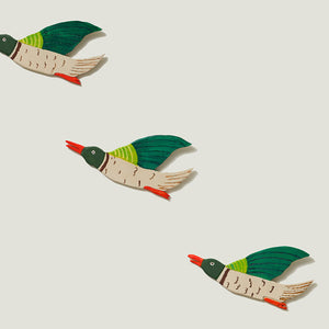 Marc Etherington, Mallard Ducks, 2022, acrylic on hand-cut board, 20 x 42 cm irreg. each