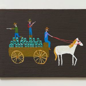 Marc Etherington, Protecting thos Beans, 2022, acrylic on board, 30.5 x 40.5 cm