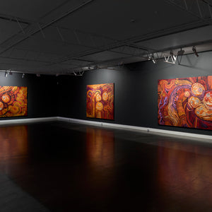 Nyunmiti Burton's  ‘Kungkarangkalpa (Seven Sisters Songline)’ at Hugo Michell Gallery, 2022