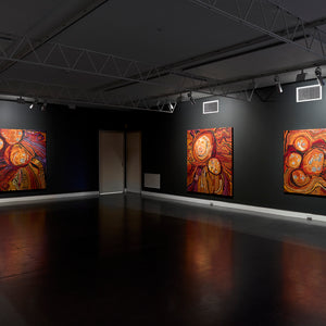 Nyunmiti Burton's  ‘Kungkarangkalpa (Seven Sisters Songline)’ at Hugo Michell Gallery, 2022