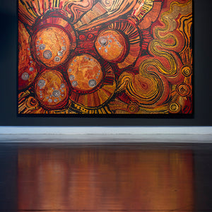 Nyunmiti Burton's  ‘Kungkarangkalpa (Seven Sisters Songline)’ at Hugo Michell Gallery, 2022