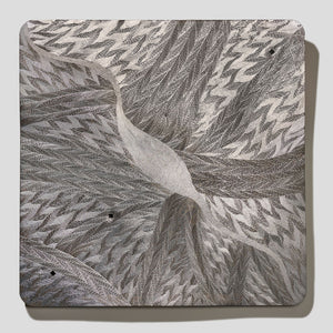 Binygurr Wirrpanda, Untitled (2789-22), 2022, etching on found metal sign, 75 x 75 cm