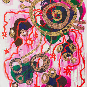Zaachariaha Fielding, Untitled (182-22AS), 2022, acrylic and mixed media on linen, 121 x 182 cm