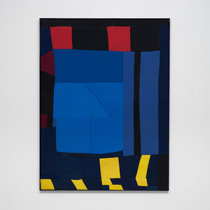 Henry Jock Walker, Fluid Preservation, 2021, stretched found Neoprene, powder coated aluminium frame, 122 x 92 cm