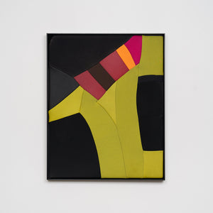Henry Jock Walker, Hi Vis on Hills Hoist, 2021, stretched found Neoprene, powder coated aluminium frame, 52 x 42 cm