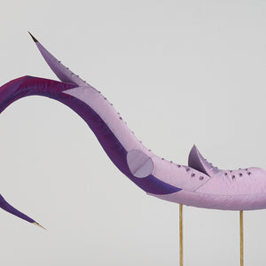 Julia Robinson, Beatrice, 2019–20, silk, thread, felt, steel, brass, gold-plated copper, foam, cardboard, pins, fixings, 300 x 380 x 270 cm, for the Adelaide Biennial of Australian Art: Monster Theatres, 2020