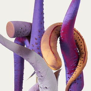 Julia Robinson, Beatrice, 2019–20, silk, thread, felt, steel, brass, gold-plated copper, foam, cardboard, pins, fixings, 300 x 380 x 270 cm, for the Adelaide Biennial of Australian Art: Monster Theatres, 2020