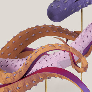 Julia Robinson, Beatrice, 2019–20, silk, thread, felt, steel, brass, gold-plated copper, foam, cardboard, pins, fixings, 300 x 380 x 270 cm, for the Adelaide Biennial of Australian Art: Monster Theatres, 2020
