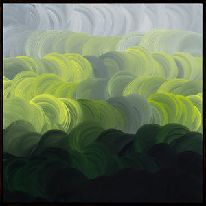 James Dodd, Mill Painting (Black and Yellow), 2018, acrylic on canvas, 96 x 96 cm