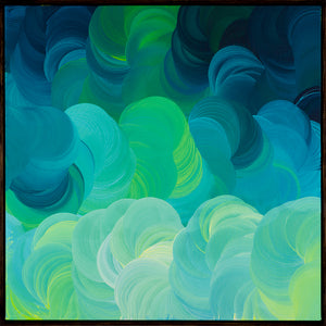 James Dodd, Mill Painting (Blue Greens), 2018, acrylic on canvas, 96 x 96 cm