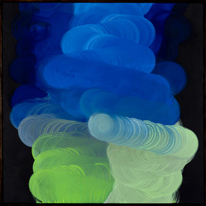 James Dodd, Mill Painting (Blue and Green), 2018, acrylic on canvas, 96 x 96 cm