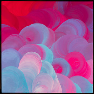 James Dodd, Mill Painting (Blue and Pink), 2018, acrylic on canvas, 96 x 96 cm