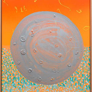 James Dodd, The moon setting in front of the ocean, 2015, acrylic and enamel on canvas, 76 x 61 cm