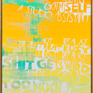 James Dodd, Studio Assistant, 2015, acrylic and enamel on canvas 76 x 61 cm