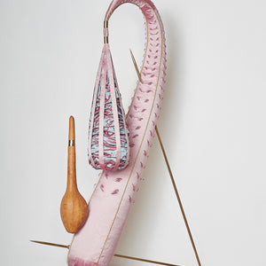 Julia Robinson, Bitter Roseroot, 2018, gourd, silk, thread, pins, braid, brass, gold plating, steel, padding, and other mixed media, 120 x 80 x 60 cm irreg