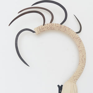 Julia Robinson, Ergot Dreams (detail), 2021, linen, thread, sickle blades, steel, timber, fixings, 200 x 80 x 40 cm