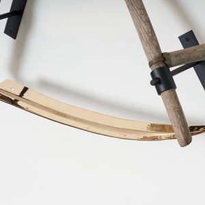 Julia Robinson, An Old Dance of Blood and Death (detail), 2022, scythes, gold plated blade, steel, fixings, 110 x 80 x 25 cm irreg