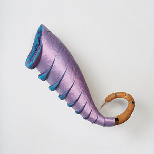 Julia Robinson, Sweet Belly, 2018, gourd, silk, thread, pins, brass, gold plating, steel, and other mixed media, 130 x 100 x 50 cm irreg