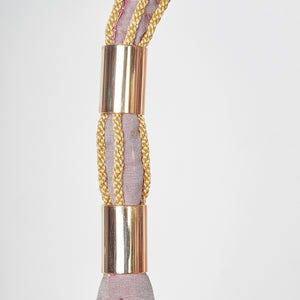 Julia Robinson, Bitter Roseroot (detail), 2018, gourd, silk, thread, pins, braid, brass, gold plating, steel, padding, and other mixed media, 120 x 80 x 60 cm irreg