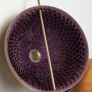 Julia Robinson, Plum Partlet (detail), 2018, gourd, silk, thread, pins, brass, powder-coated steel, mixed media, 100 x 60 x 50 cm