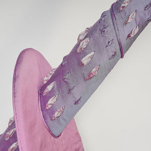 Julia Robinson, Royal Peplum (detail), 2018, gourd, silk, thread, pins, brass, gold plating, steel, padding, and other mixed media, 140 x 80 x 60 cm irreg