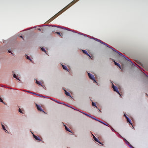 Julia Robinson, Ruddy Tuft (detail), 2018, silk, thread, plating, brass, steel, and other mixed media, 80 x 90 x 60 cm app irreg