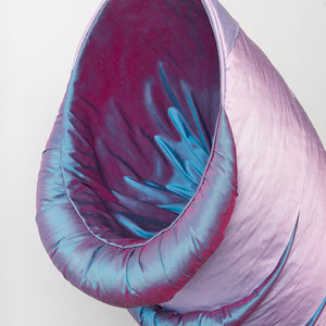 Julia Robinson, Sweet Belly (detail), 2018, gourd, silk, thread, pins, brass, gold plating, steel, and other mixed media, 130 x 100 x 50 cm irreg